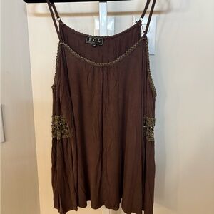 POL Brown Camisole with Green Trim